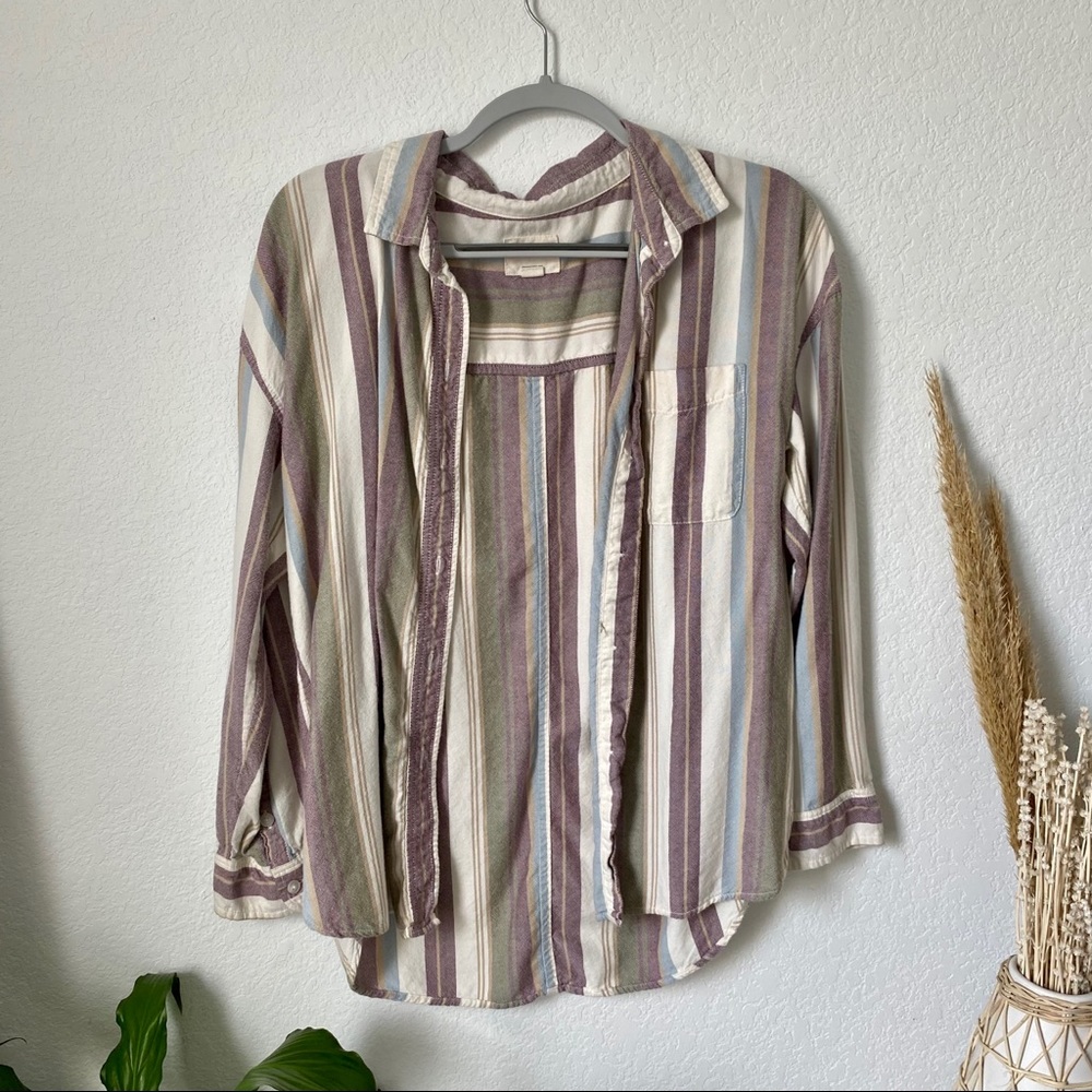 AE Oversized Striped Flannel